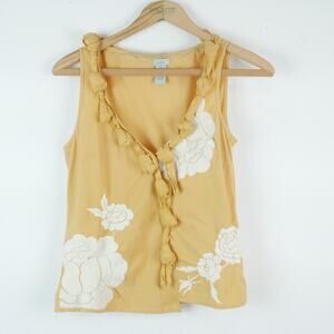 Anthropologie Size 4 Top Butter Yellow Embroidered Y2K Twee Odille Romantic